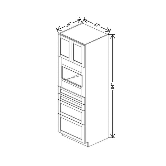 27" W X 84" H X 24" D Single Oven Cabinet - 2 BUTT Doors & 4 Drawers