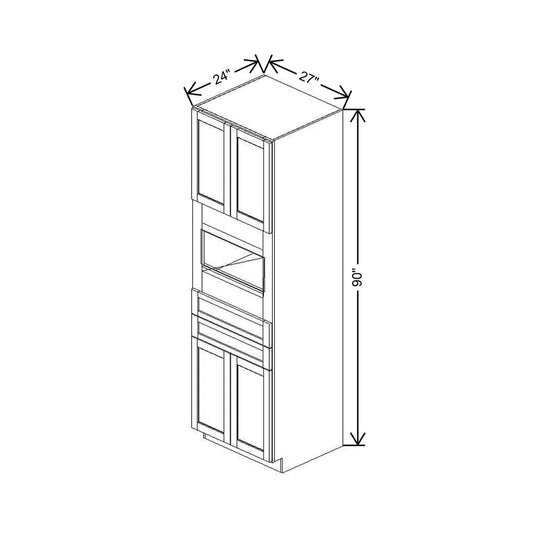27" W X 90" H X 24" D Single Oven Cabinet - 4 BUTT Doors & 2 Drawers