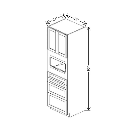 27" W X 90" H X 24" D Single Oven Cabinet - 2 BUTT Doors & 4 Drawers