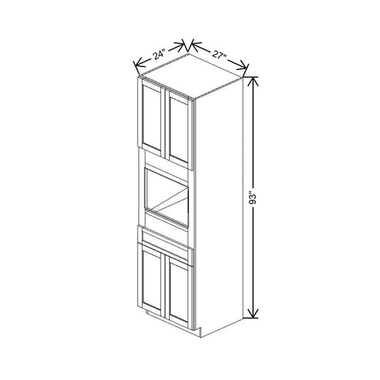 27" W X 93" H X 24" D Single Oven Cabinet - 4 BUTT Doors & 1 Drawer