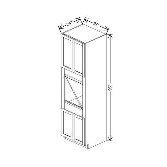 27" W X 96" H X 24" D Single Oven Cabinet - 4 BUTT Doors