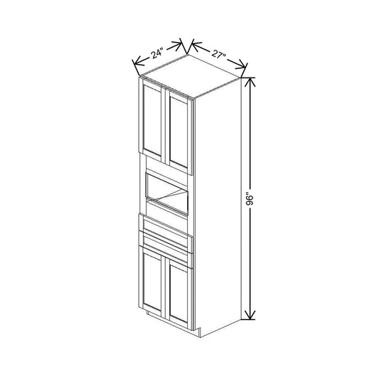27" W X 96" H X 24" D Single Oven Cabinet - 4 BUTT Doors, 2 Drawers & BPPOKCC