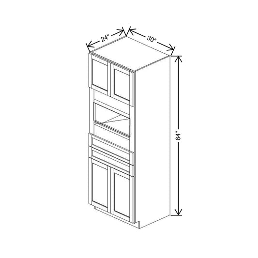 30" W X 84" H X 24" D Single Oven Cabinet - 4 BUTT Doors, 2 Drawers & BPPOKCC