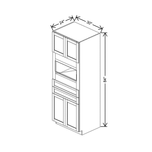 30" W X 84" H X 24" D Single Oven Cabinet - 4 BUTT Doors & 2 Drawers