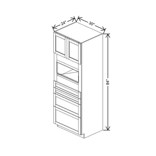 30" W X 84" H X 24" D Single Oven Cabinet - 2 BUTT Doors & 4 Drawers