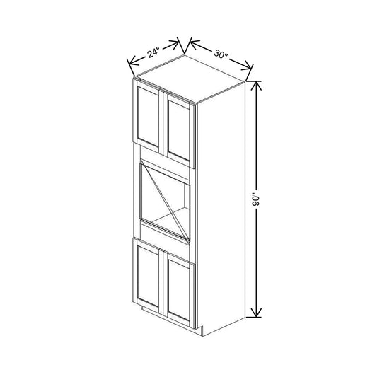 30" W X 90" H X 24" D Single Oven Cabinet - 4 BUTT Doors
