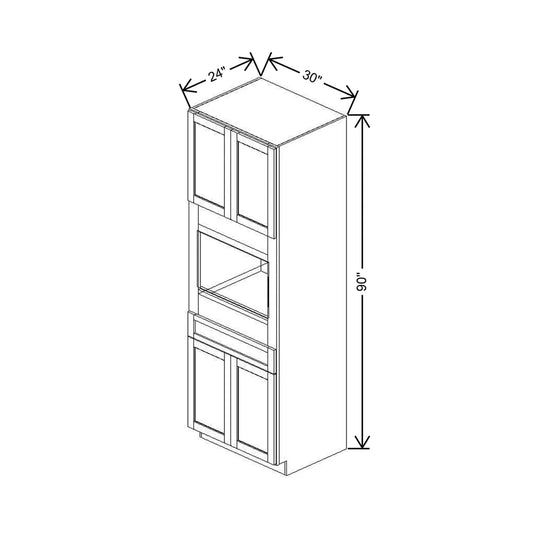 30" W X 90" H X 24" D Single Oven Cabinet - 4 BUTT Doors, 1 Drawer & BPPOKCC