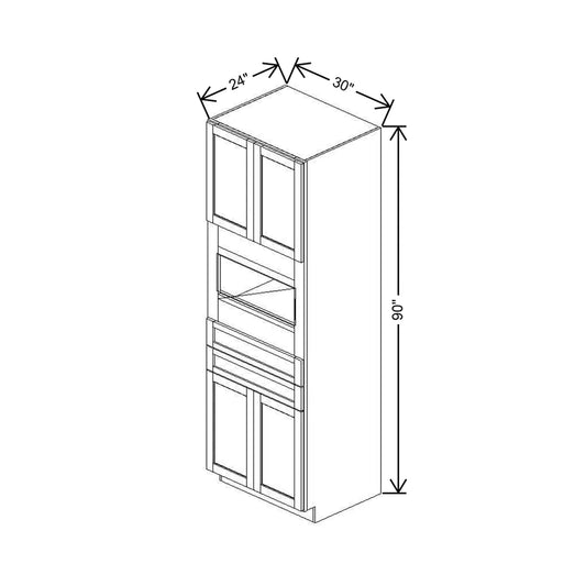 30" W X 90" H X 24" D Single Oven Cabinet - 4 BUTT Doors, 2 Drawers & BPPOKCC