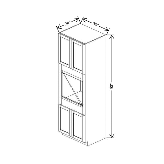 30" W X 93" H X 24" D Single Oven Cabinet - 4 BUTT Doors