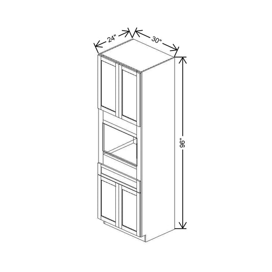 30" W X 96" H X 24" D Single Oven Cabinet - 4 BUTT Doors & 1 Drawer
