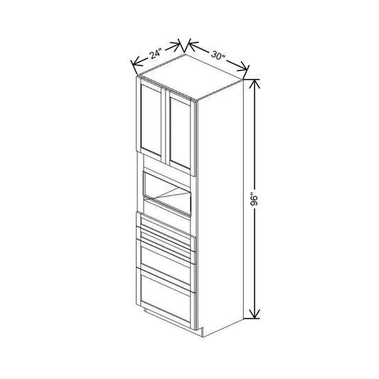 30" W X 96" H X 24" D Single Oven Cabinet - 2 BUTT Doors & 4 Drawers