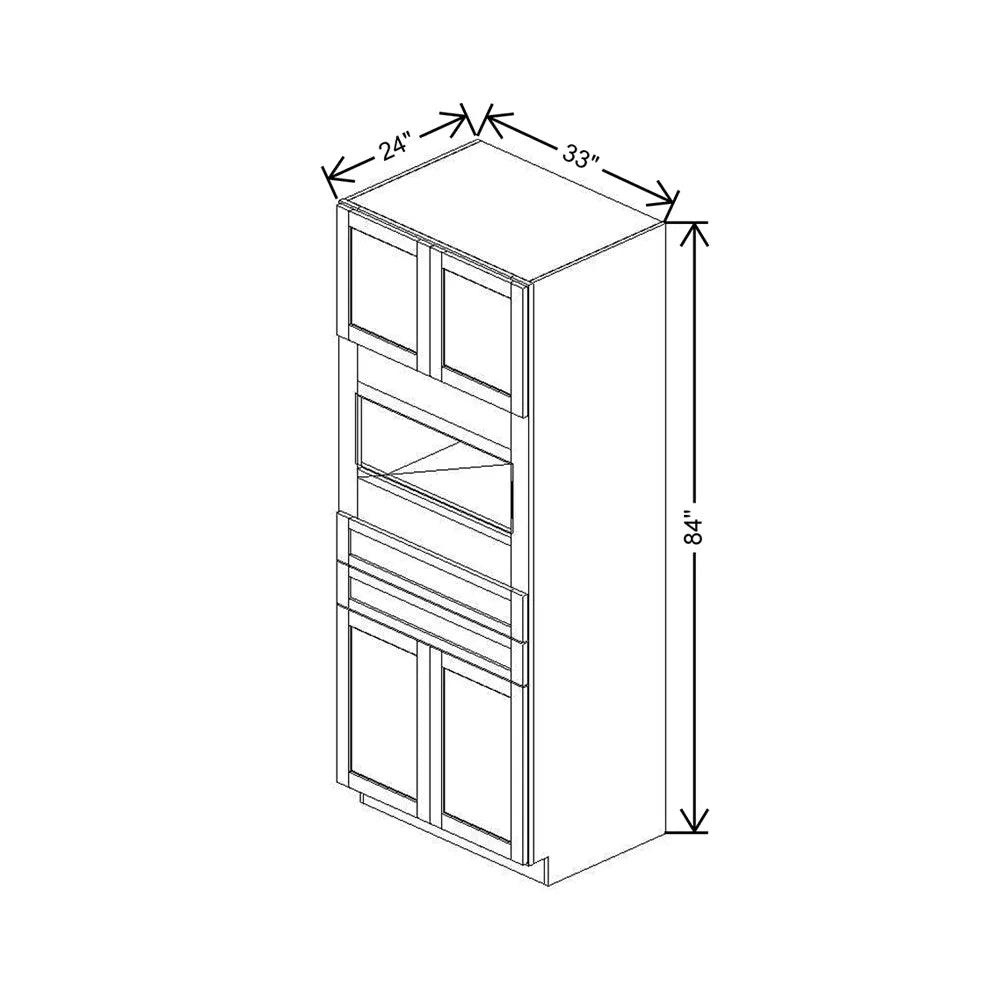 33" W X 84" H X 24" D Single Oven Cabinet - 4 BUTT Doors & 2 Drawers