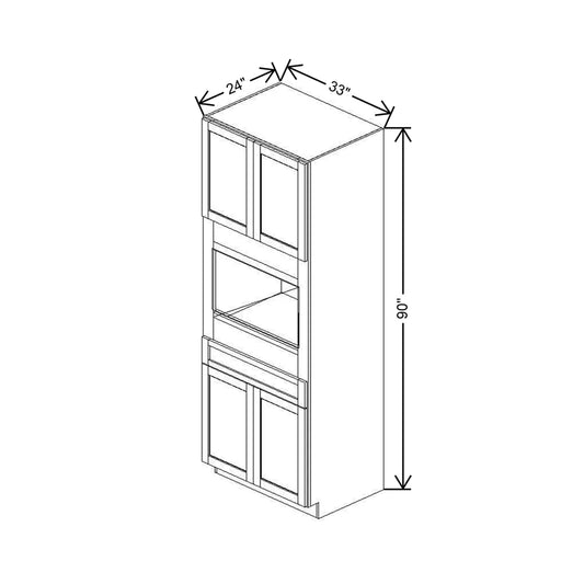 33" W X 90" H X 24" D Single Oven Cabinet - 4 BUTT Doors & 1 Drawer