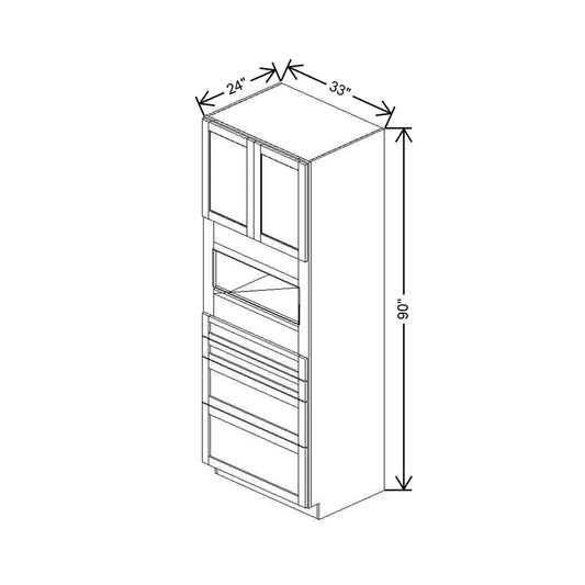 33" W X 90" H X 24" D Single Oven Cabinet - 2 BUTT Doors & 4 Drawers