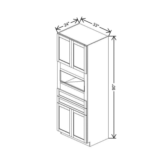 33" W X 90" H X 24" D Single Oven Cabinet - 4 BUTT Doors, 2 Drawers & BPPOKCC