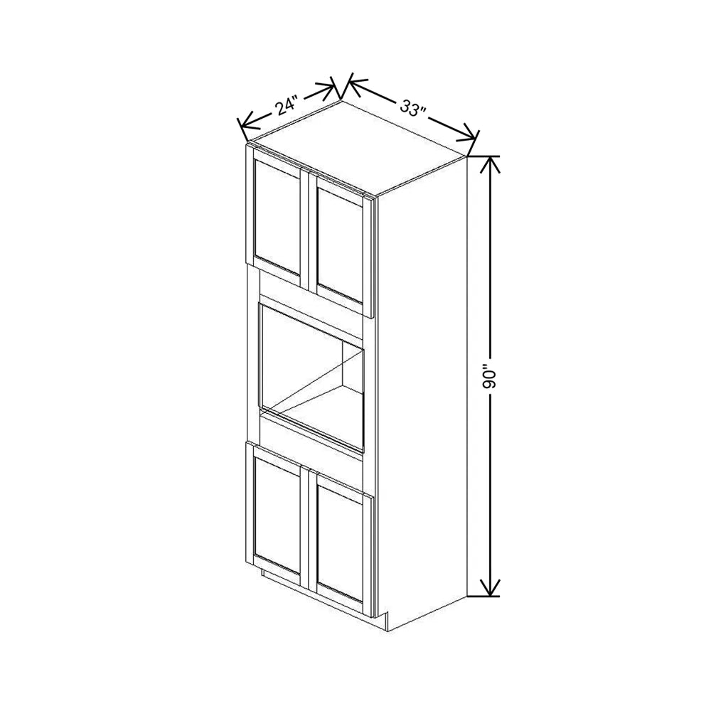 33" W X 90" H X 24" D Single Oven Cabinet - 4 BUTT Doors & BPPOKCC