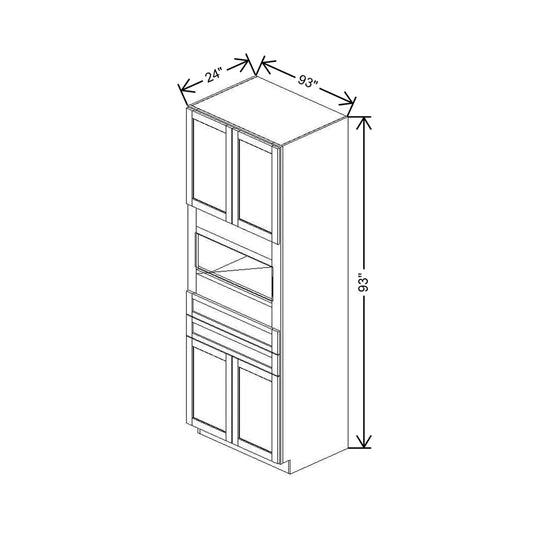 33" W X 93" H X 24" D Single Oven Cabinet - 4 BUTT Doors & 2 Drawers