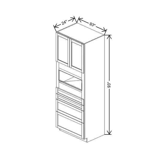 33" W X 93" H X 24" D Single Oven Cabinet - 2 BUTT Doors & 4 Drawers