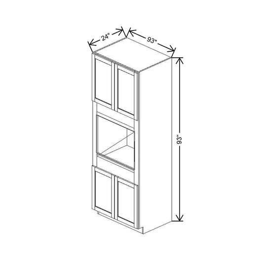33" W X 93" H X 24" D Single Oven Cabinet - 4 BUTT Doors