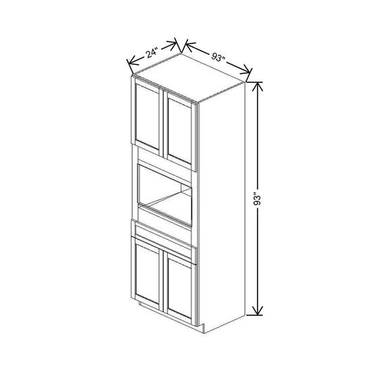 33" W X 93" H X 24" D Single Oven Cabinet - 4 BUTT Doors, 1 Drawer & BPPOKCC