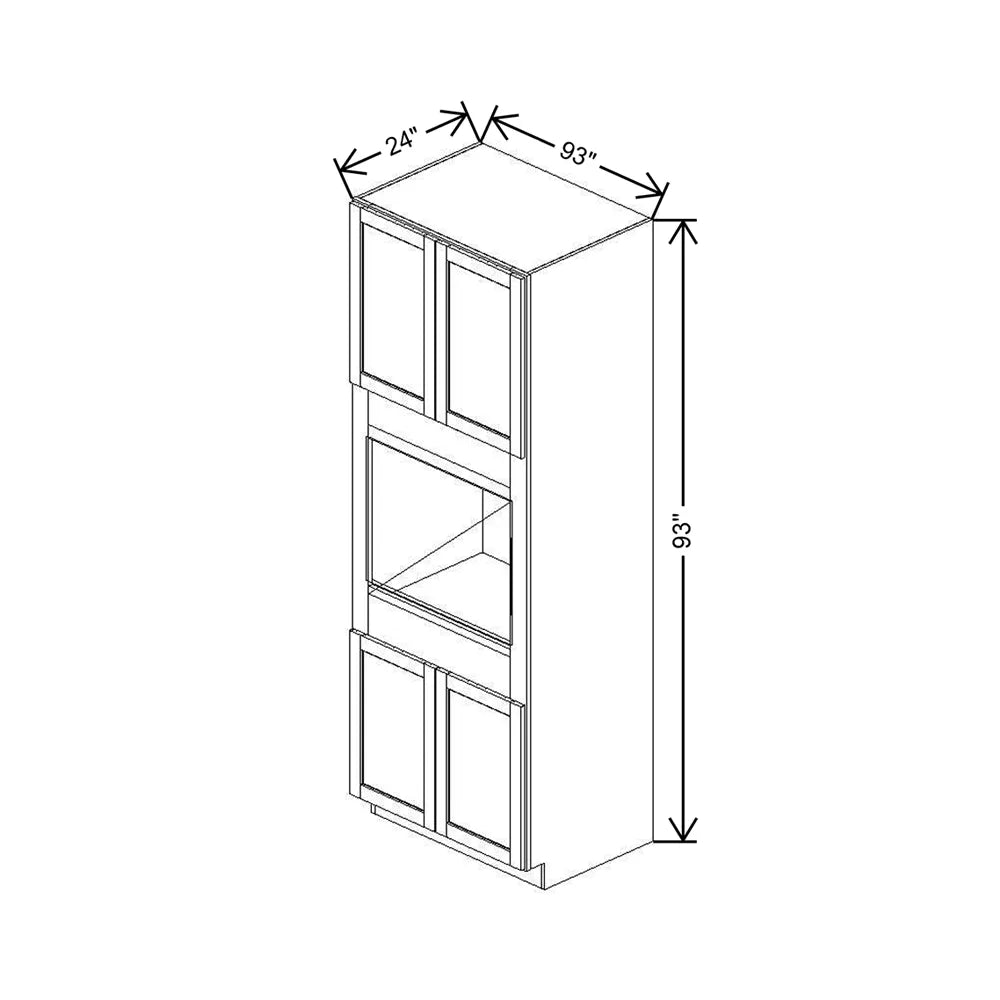 33" W X 93" H X 24" D Single Oven Cabinet - 4 BUTT Doors & BPPOKCC
