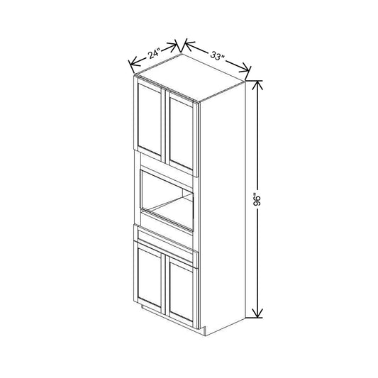 33" W X 96" H X 24" D Single Oven Cabinet - 4 BUTT Doors & 1 Drawer
