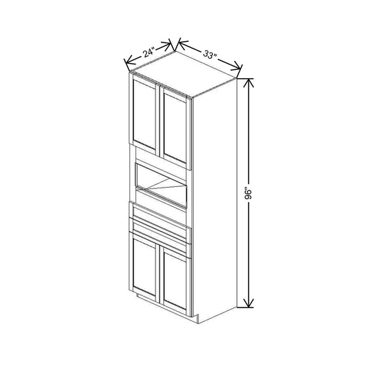 33" W X 96" H X 24" D Single Oven Cabinet - 4 BUTT Doors & 2 Drawers