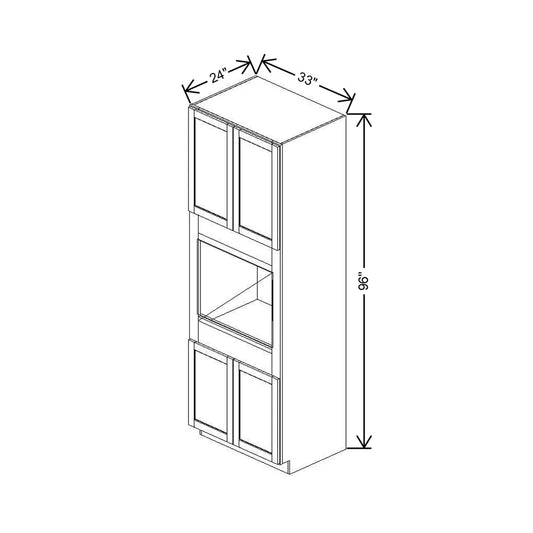 33" W X 96" H X 24" D Single Oven Cabinet - 4 BUTT Doors