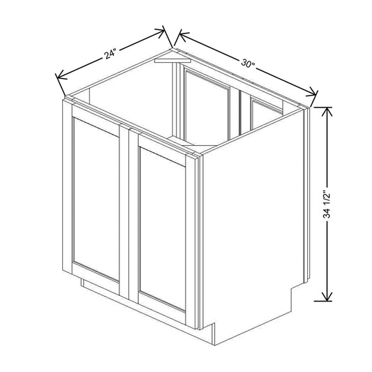 30" W Full Height Peninsula Base Cabinet