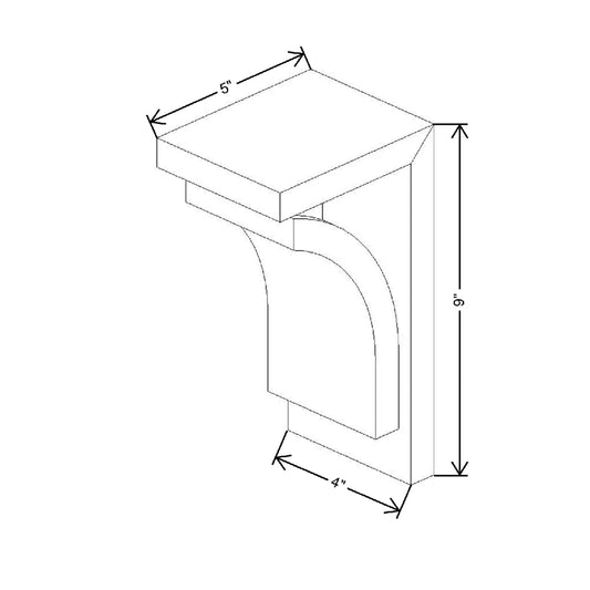 4" W X 9" H X 5" D Medium Prairie Corbel