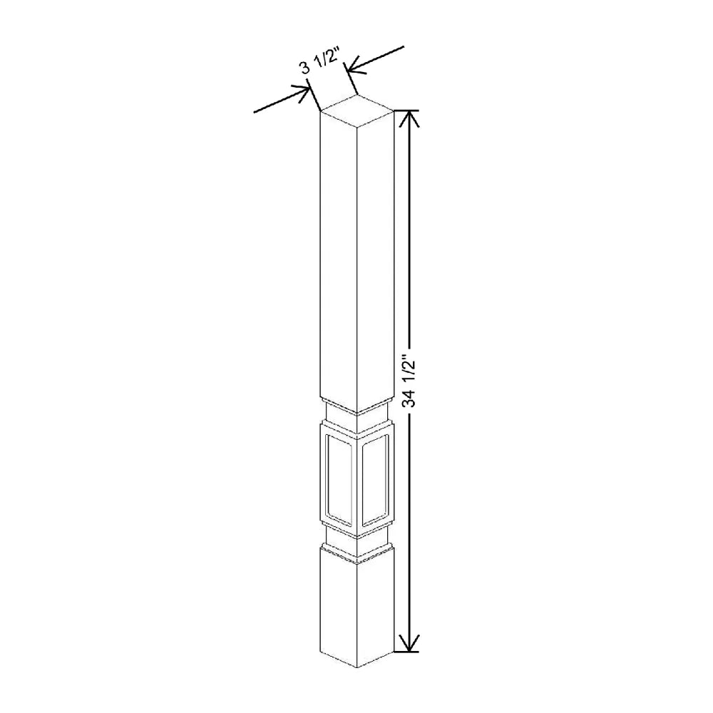 3 1/2" W X 34 1/2" H X 3 1/2" D Parker Furniture Leg