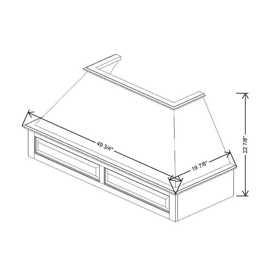 49 3/4" W X 22 7/8" H Raised Panel Range Hood