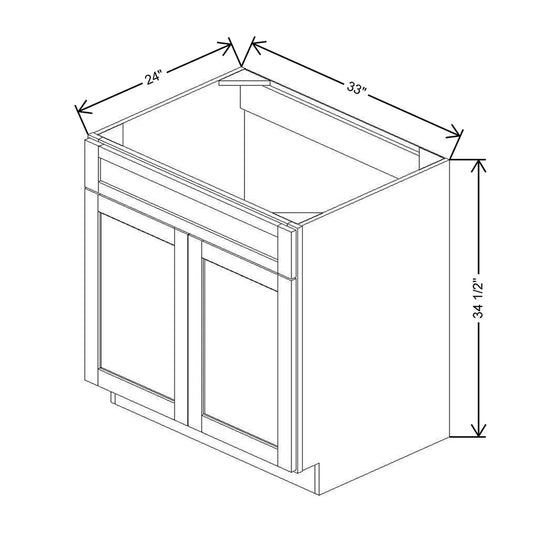 33" W Sink Base Cabinet With F/I Tilt-Out Trays