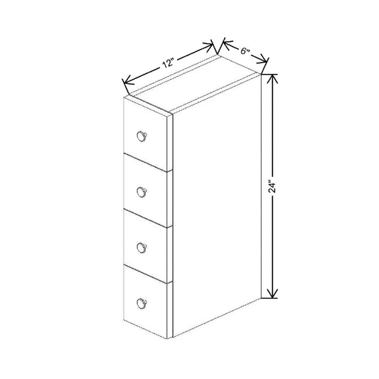 6" W X 24" H X 12" D Spice Drawer Cabinet {Vertical}