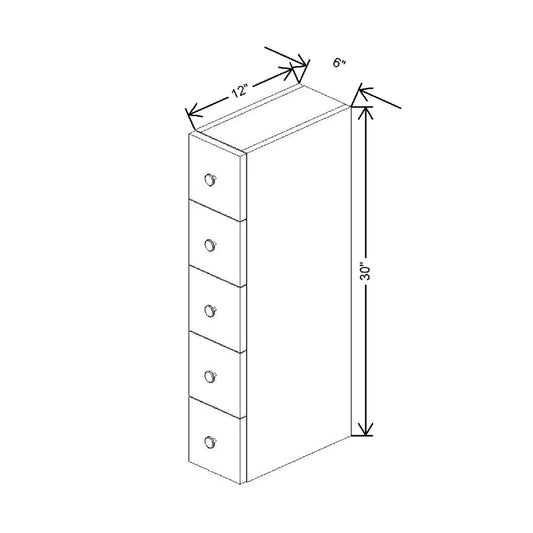 6" W X 30" H X 12" D Spice Drawer Cabinet {Vertical}