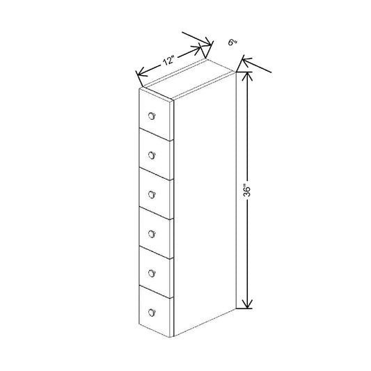 6" W X 36" H X 12" D Spice Drawer Cabinet {Vertical}