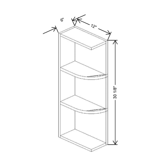 6" W X 30 1/8" H X 12" D Shelf End Wall Square Top & Bottom