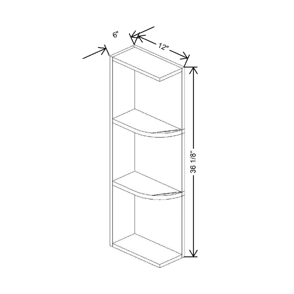 6" W X 36 1/8" H X 12" D Shelf End Wall Square Top & Bottom