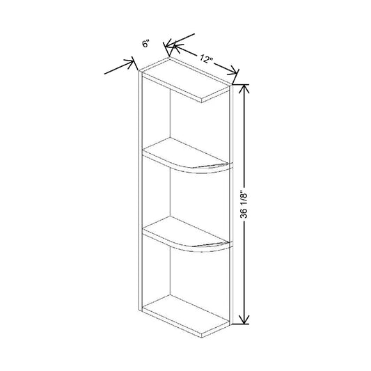 6" W X 36 1/8" H X 12" D Shelf End Wall Square Top & Bottom