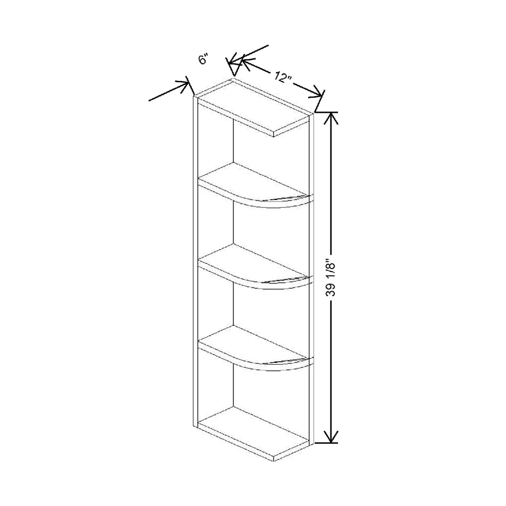 6" W X 39 1/8" H X 12" D Shelf End Wall Square Top & Bottom