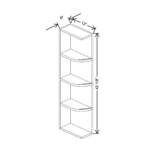 6" W X 42 1/8" H X 12" D Shelf End Wall Square Top & Bottom