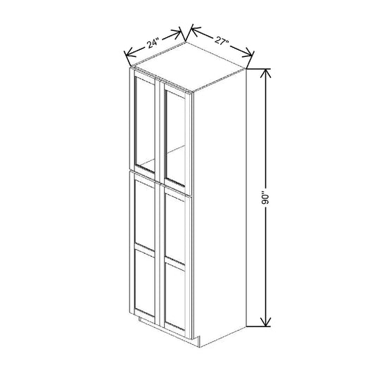 27" W X 90" H X 24" D Specialty Door Utility Cabinet Clear Glass