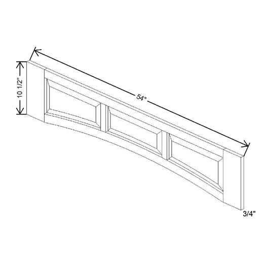 54" W X 10 1/2" H X 3/4" D Raised Panel Arch Valance