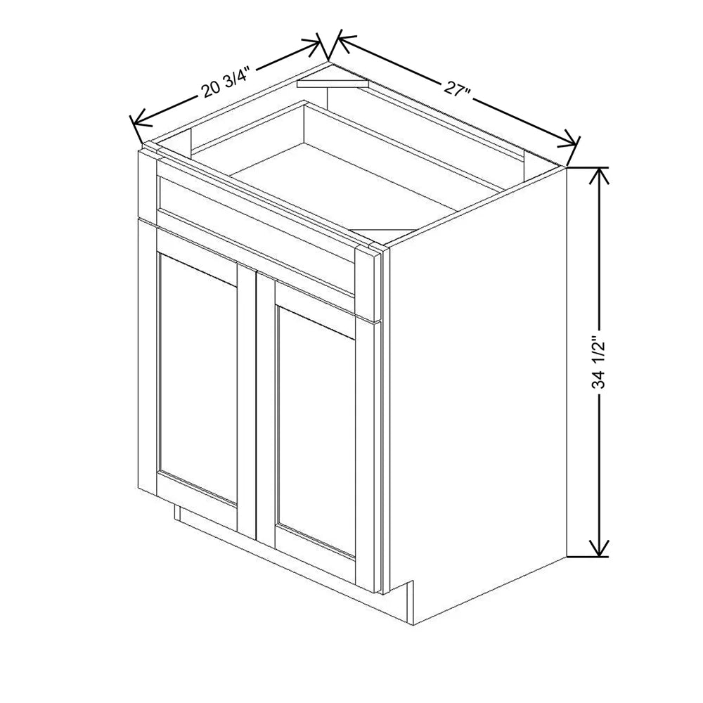 27" W X 34 1/2" H X 20 3/4" D Vanity Base