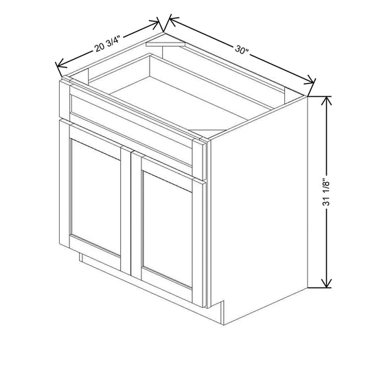 30" W X 31 1/8" H X 20 3/4" D Vanity Base