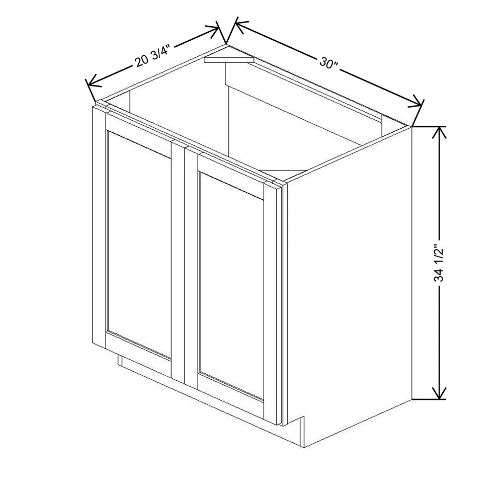 30" W X 34 1/2" H X 20 3/4" D Full Height Vanity Base