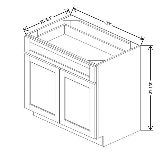 33" W X 31 1/8" H X 20 3/4" D Vanity Base