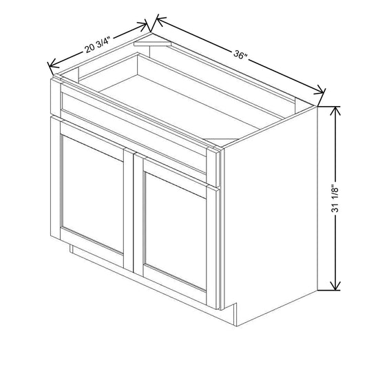 36" W X 31 1/8" H X 20 3/4" D Vanity Base