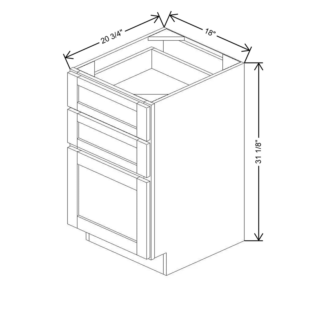 18" W X 31 1/8" H X 20 3/4" D Vanity Drawer Base