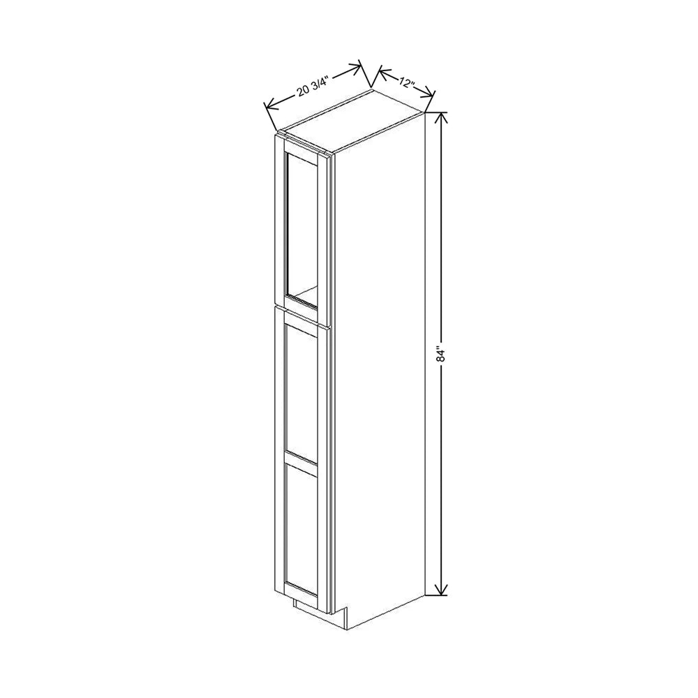 12" W X 84" H X 20 3/4" D Specialty Door Vanity Linen Cabinet Clear Glass